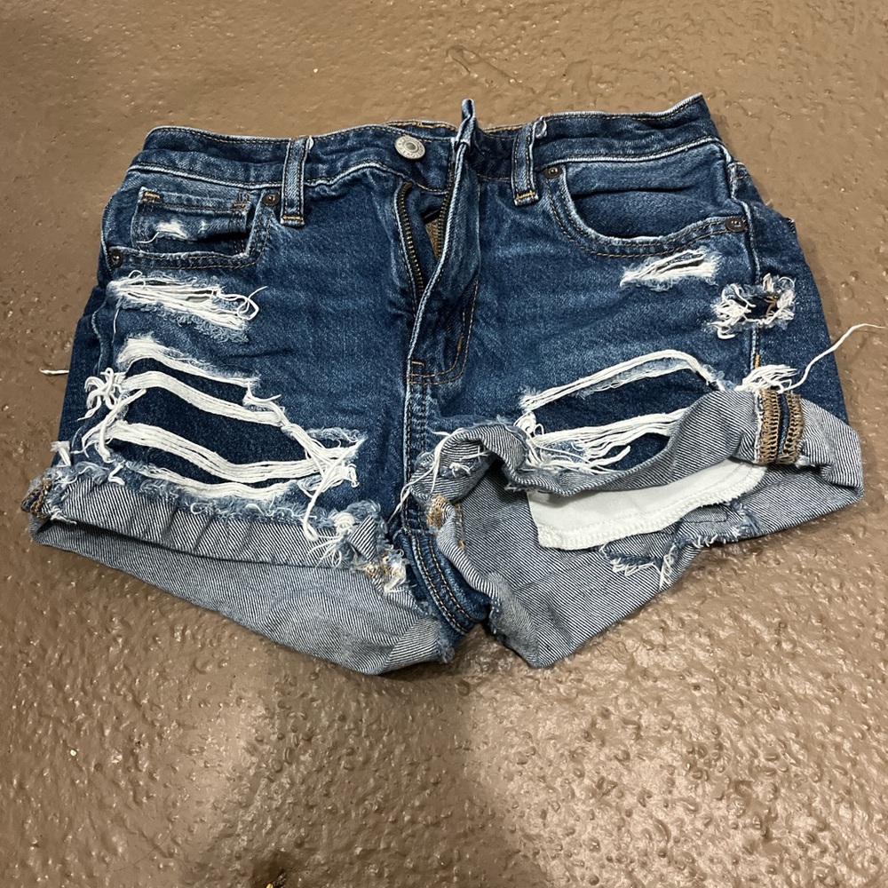 American Eagle Blue Distressed Jean Shorts
